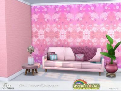 Spring Florals – Pink Flowers Wallpaper By Nolcanol Sims 4 CC