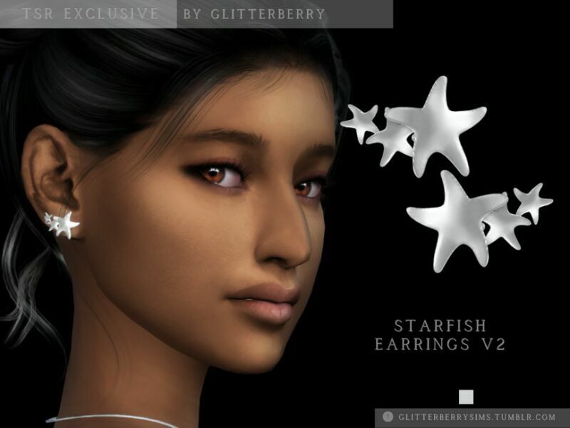 Starfish Earring V2 By Glitterberryfly Sims 4 CC