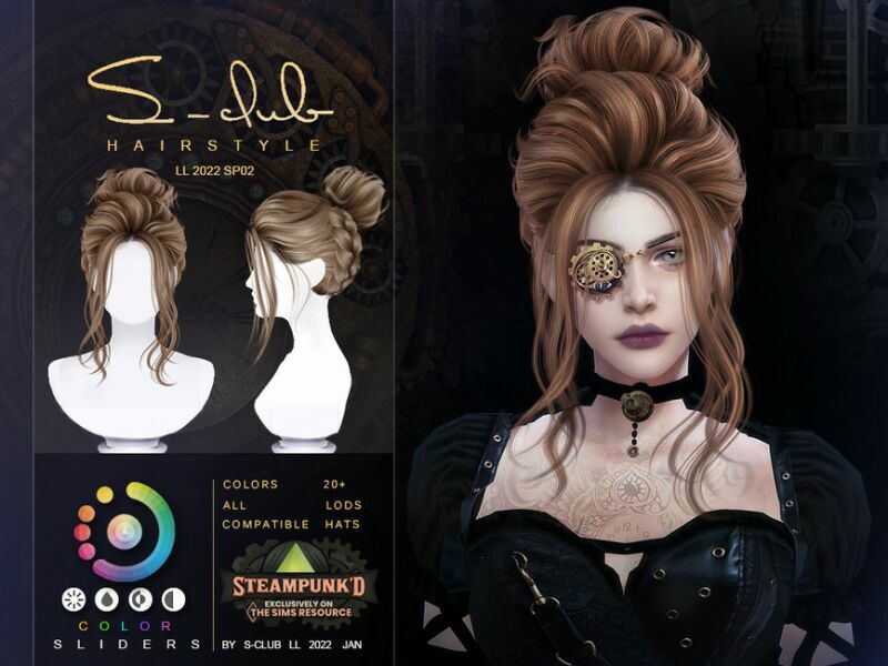 Steampunk D Hairstyles With BUN By S-Club By S-Club Sims 4 CC