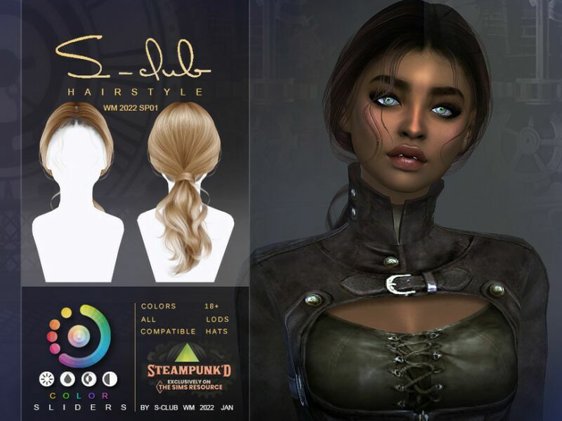 sims 4 cc steampunk ponytail hairstyle by s club by s club 2