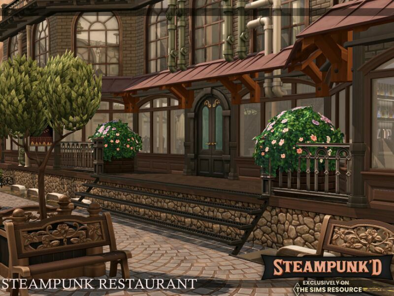 sims 4 cc steampunked steampunk restaurant nocc by simzmora 3