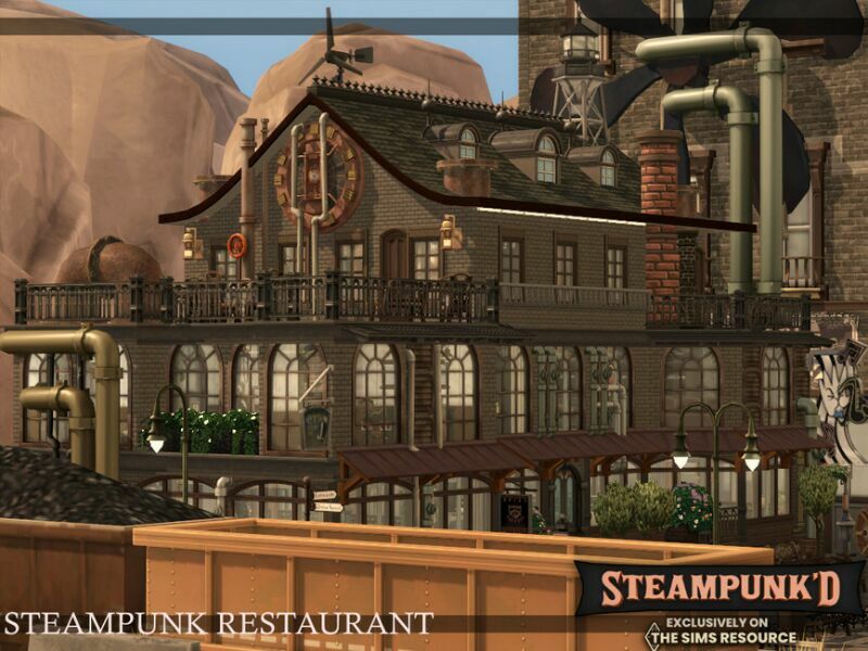 sims 4 cc steampunked steampunk restaurant nocc by simzmora 5