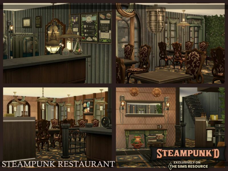 sims 4 cc steampunked steampunk restaurant nocc by simzmora 7