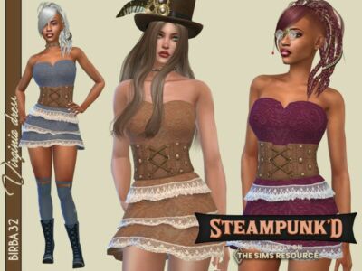 Steampunked – Virginia Dress By Birba32 Sims 4 CC