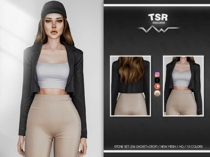 Stone SET-236 (Jacket+Crop) BD730 By Busra-Tr Sims 4 CC