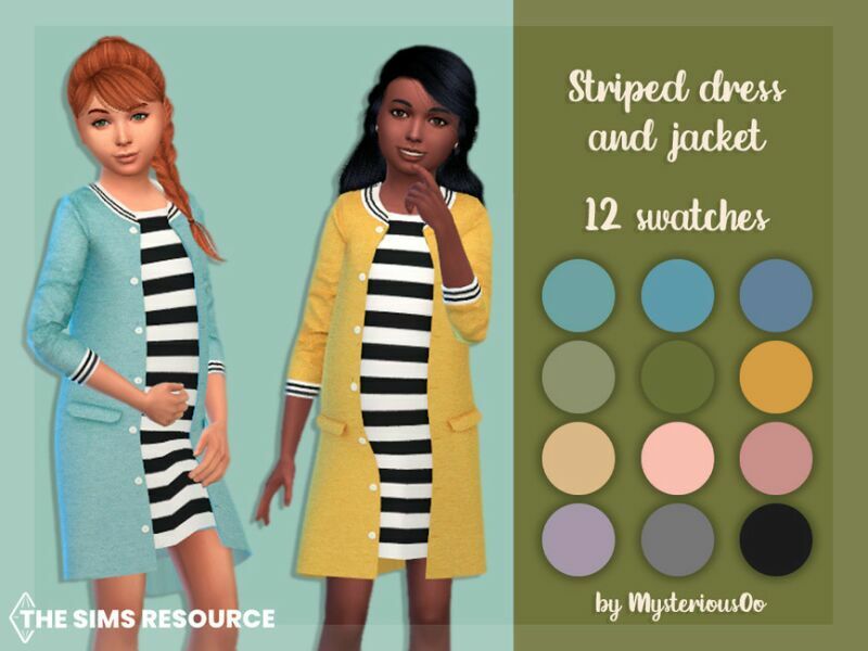 Striped Dress And Jacket By Mysteriousoo Sims 4 CC