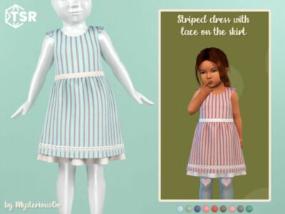 Striped Dress With Lace ON The Skirt By Mysteriousoo Sims 4 CC