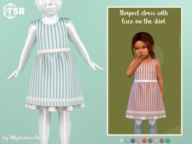 Striped Dress With Lace ON The Skirt By Mysteriousoo Sims 4 CC