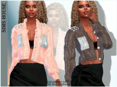 Studded Leather Jacket For Women Sims 4 CC