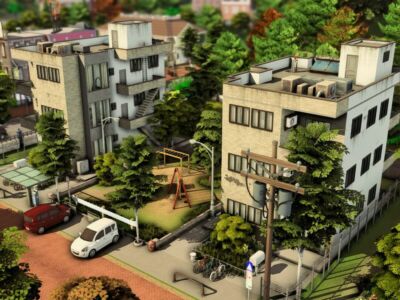 Suburban Realistic Condominium + Playground Sims 4 CC