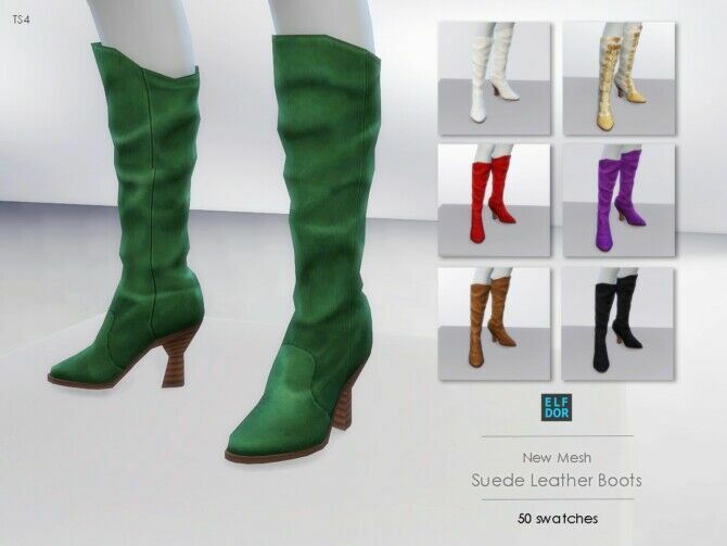 Suede Leather Boots Sims 4 CC