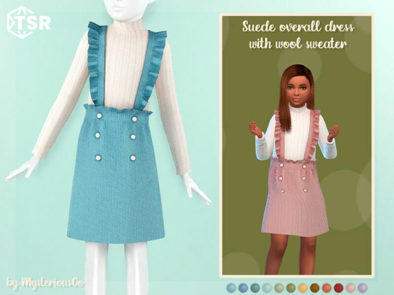 Suede Overall Dress With Wool Sweater By Mysteriousoo Sims 4 CC Download