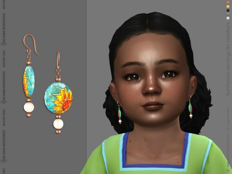 Sunflower Earrings For Toddlers Sims 4 CC