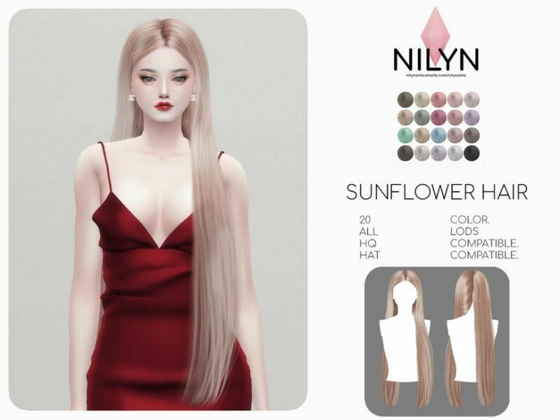 Sunflower Hair – NEW Mesh By Nilyn Sims 4 CC