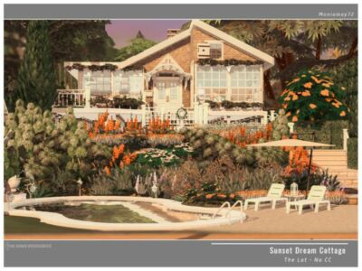 Sunset Dream Cottage NO CC By Moniamay72 Sims 4 CC