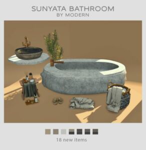 Sunyata Bathroom SET By Modern Sims 4 CC