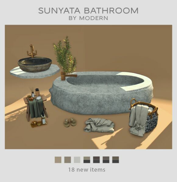 Sunyata Bathroom SET By Modern Sims 4 CC