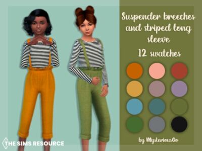 Suspender Breeches And Striped Long Sleeve By Mysteriousoo Sims 4 CC