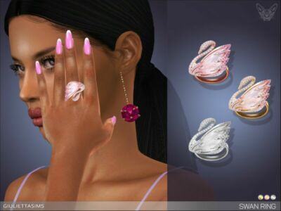 Swan Ring (Middle Left Finger) By Feyona Sims 4 CC