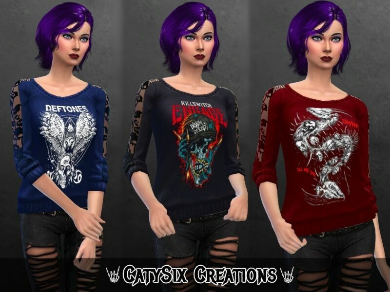 Sweaters V4 / Metal Rock Bands By Catysix Sims 4 CC