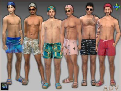 Swim Trunks Caps And Sandals Sims 4 CC