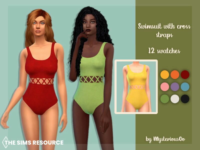 Swimsuit With Cross Straps By Mysteriousoo Sims 4 CC