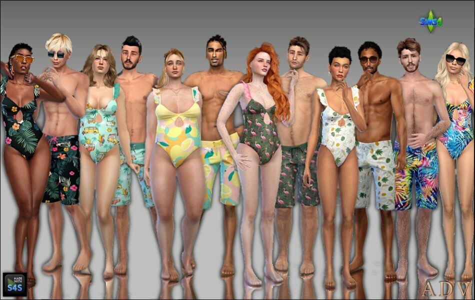 Swimwear For Couples Sims 4 CC