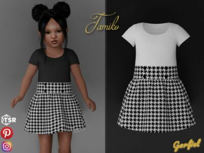 Tamiko – Dress With A Checkered Skirt Sims 4 CC