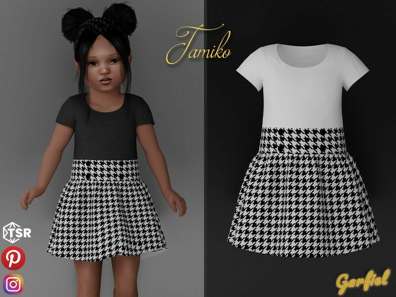 Tamiko – Dress With A Checkered Skirt Sims 4 CC