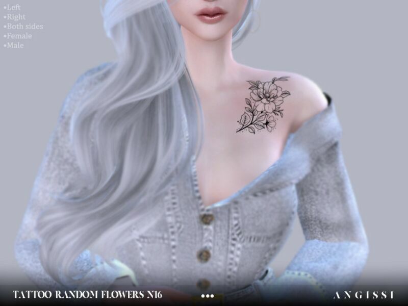 Tattoo-Random Flowers N16 By Angissi Sims 4 CC