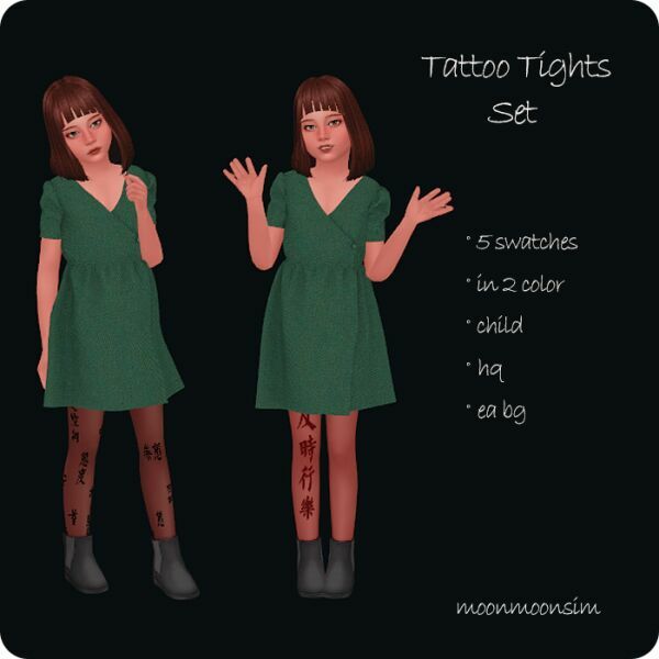 Tattoo Tights SET Child By Moonmoonsim Sims 4 CC