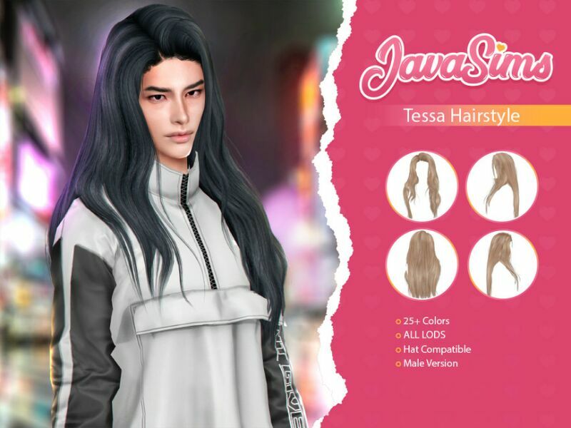 Tessa (Male Hairstyle) By Javasims Sims 4 CC