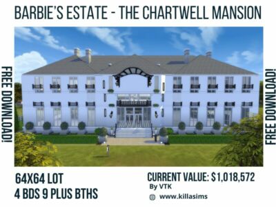 The Barbie Estates’ Chartwell Mansion By VTK Sims 4 CC