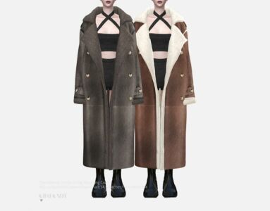 The Mannei Jordan Long Shearling Coat By Charonlee Sims 4 CC