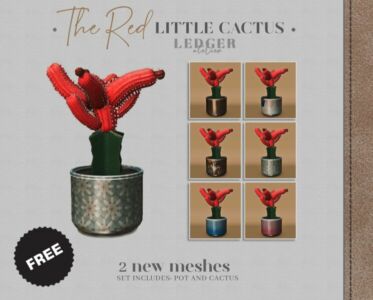 The RED Little Cactus Sims 4 CC