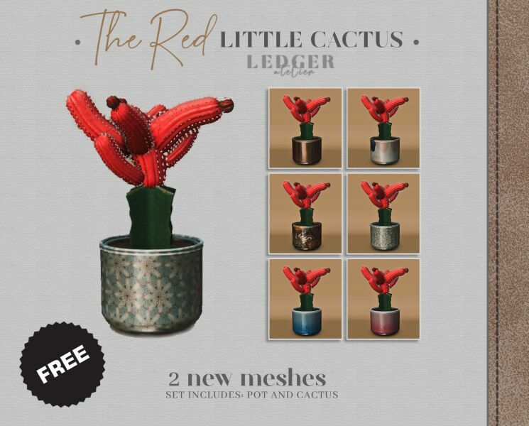 The RED Little Cactus Sims 4 CC