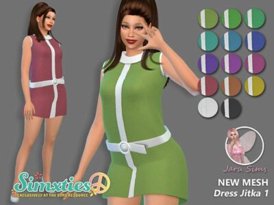 The / Simxties Dress Jitka-1 Sims 4 CC