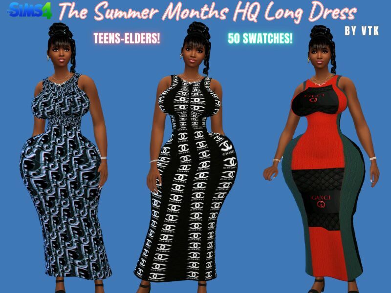 The Summer Months Long Dress By VTK Sims 4 CC