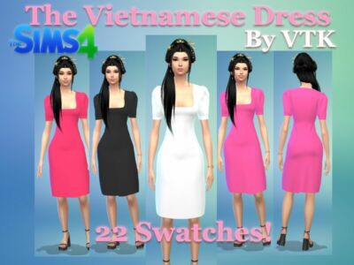 The Vietnamese Dress By VTK By VTK Sims 4 CC