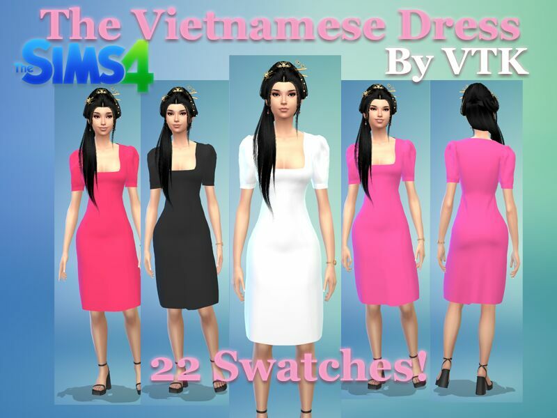 The Vietnamese Dress By VTK By VTK Sims 4 CC