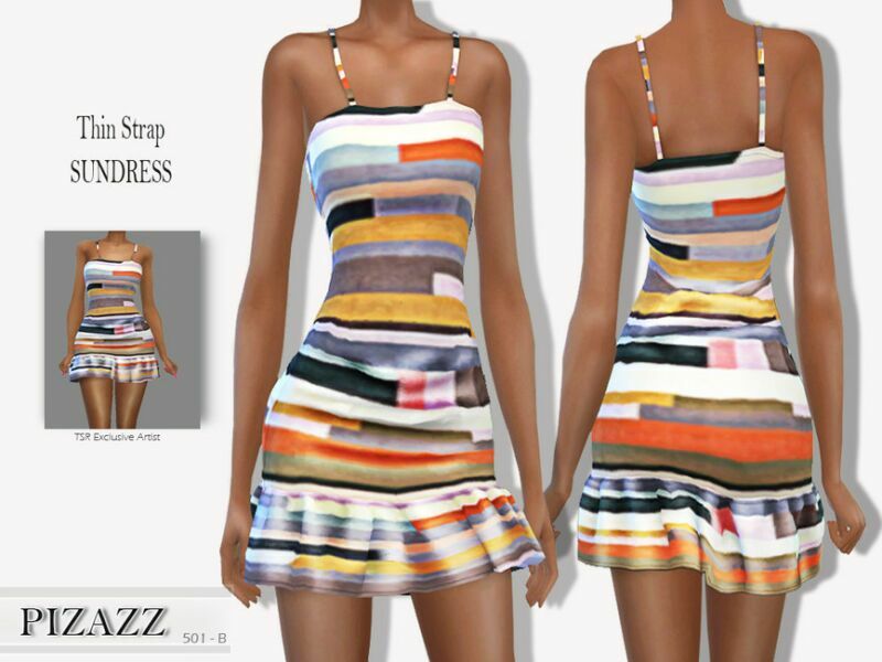 Thin Strap Sundress By Pizazz Sims 4 CC