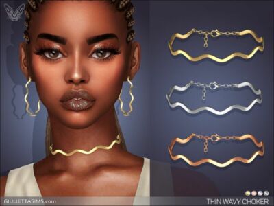 Thin Wavy Choker By Giulietta Sims 4 CC