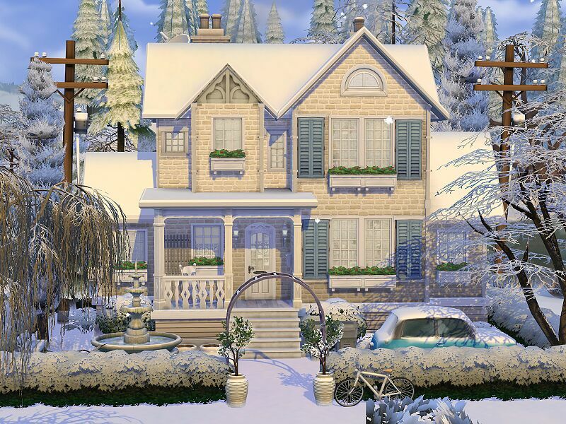 Tiny Winter Cottage NO CC By Flubs79 Sims 4 CC