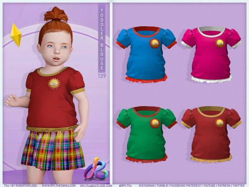 Toddler Blouse RPL139 By Robertaplobo Sims 4 CC