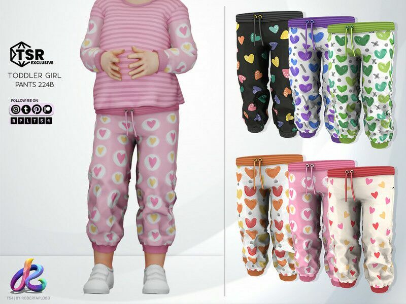 Toddler Girl Pants 224B – Retexture By Robertaplobo Sims 4 CC