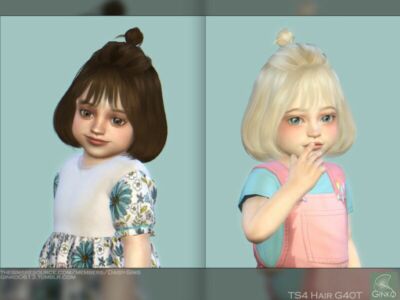 Toddler Hair G40T MID Length Half Updo BUN By Daisy-Sims Sims 4 CC