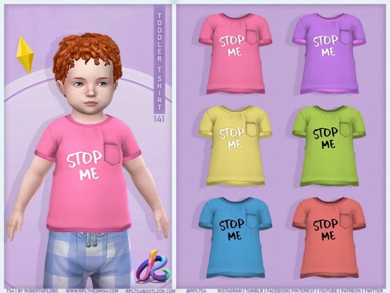 Toddler T-Shirt RPL141 By Robertaplobo Sims 4 CC