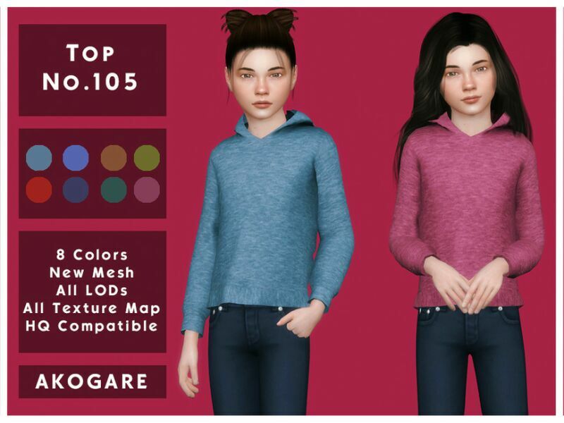 TOP NO.105 By _Akogare_ Sims 4 CC