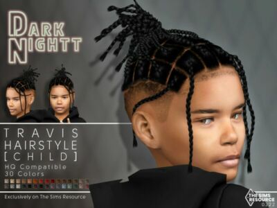 Travis Hairstyle [Child] By Darknightt Sims 4 CC