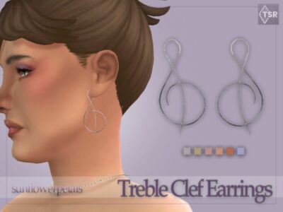 Treble Clef Earrings By Sunflowerpetalscc Sims 4 CC